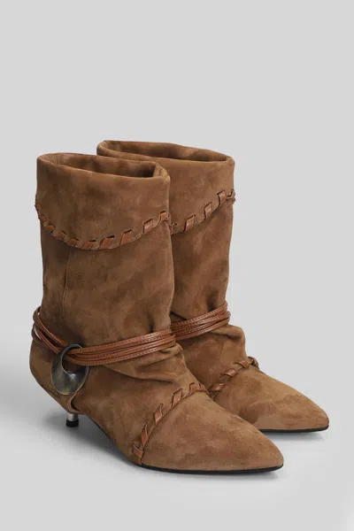Gisel Moire Ariel High Heels Boots In Brown