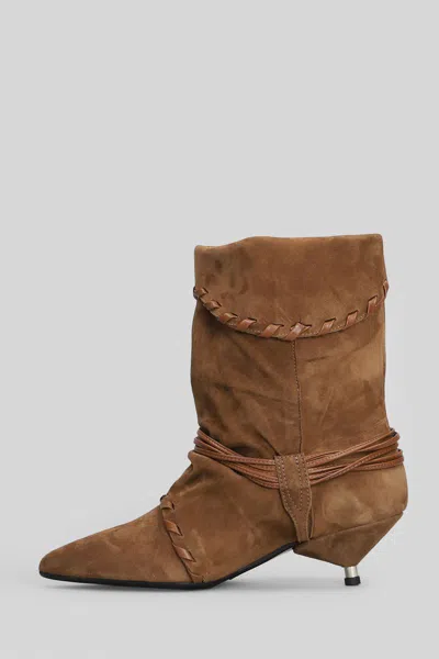 Gisel Moire Ariel High Heels Boots In Brown