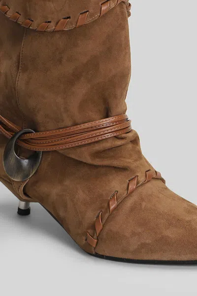 Gisel Moire Ariel High Heels Boots In Brown