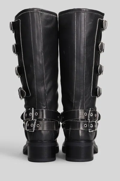 Gisel Moire Windsor Low Heels Boots In Black