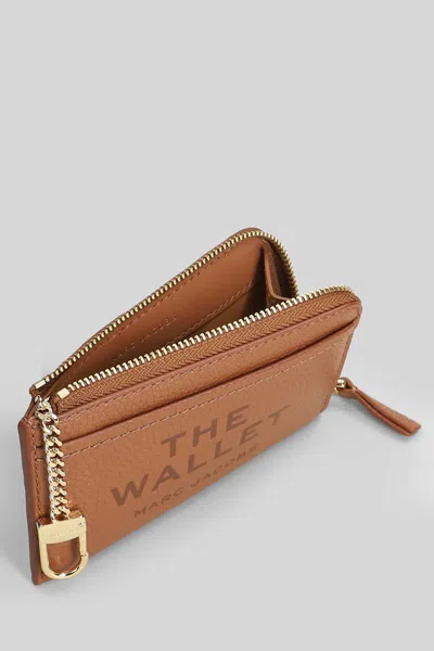 Marc Jacobs The Leather Top Zip Argan Oil Multi Wallet In Brown