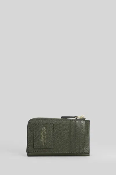 Marc Jacobs The Top Zip Multi Wallet In Green Leather In Green