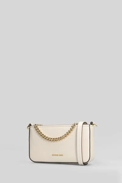 Michael Kors Bryant Shoulder Bag In Beige Leather In White