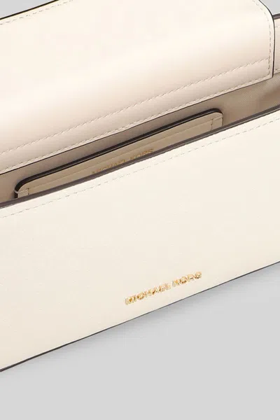 Michael Kors Bryant Shoulder Bag In Beige Leather In White