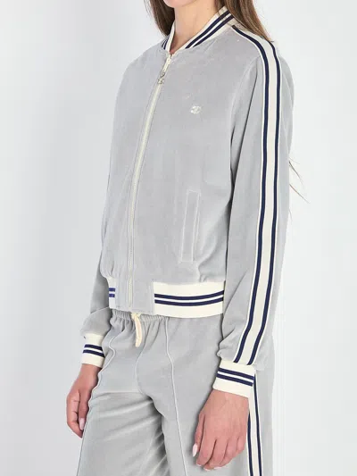 Celine Grey Teddy Tracksuit Triomphe Cotton Jacket In Silver