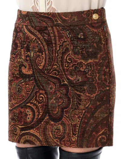 Chloé Mini Skirt With Jacquard Pattern In Brown