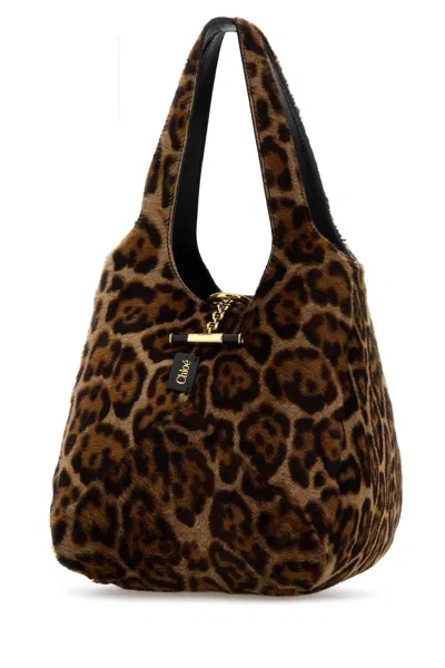 Chloé Printed Calf Hair Balloon Bucket Bag In Animal Print