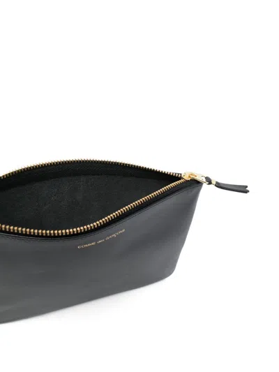 Comme Des Garçons Wallet Leather Pouch, Gold Hardware In Black