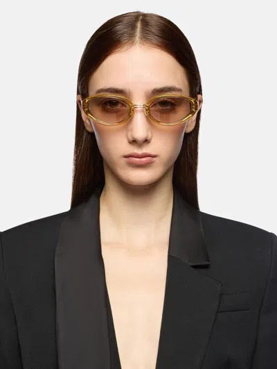 Attico Mustard And Yellow Sunglasses In Brown