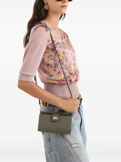 Dolce & Gabbana Leather Phone Bag In Green