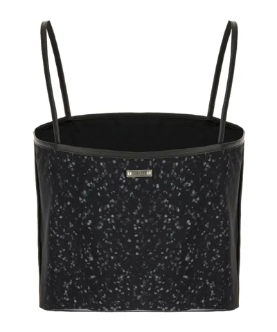 Iceberg Glittering Embellished Crop Top In Black