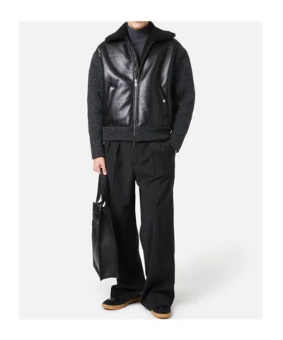 Iceberg Leather-like Zipper Casual Jacket In Black