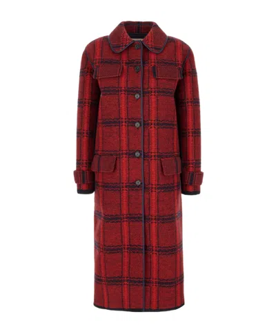 Iceberg Single-breasted Long-sleeved Overcoat In Red