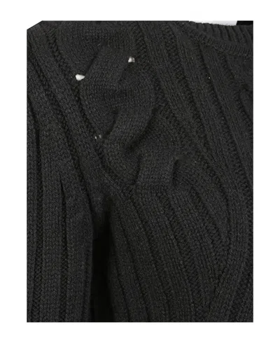Alexander Mcqueen Peplum Cable-knit Jumper In Black