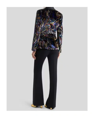 Etro Paisley Foliage Motif Belted Velvet Blazer In Black