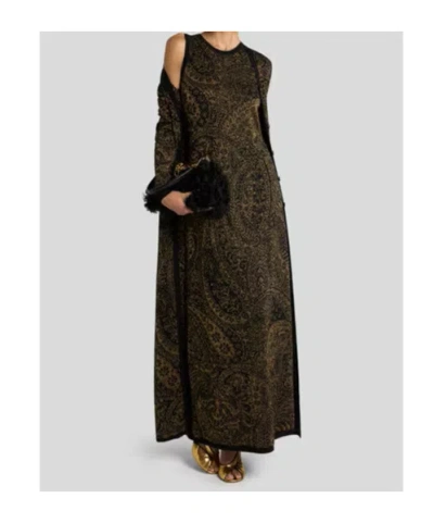 Etro Paisley Jacquard Lurex Thread Maxi Cardigan In Green