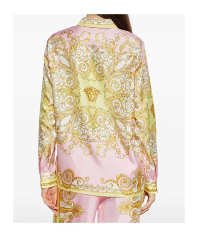Versace Pattern-printed Long-sleeved Shirt In Pink