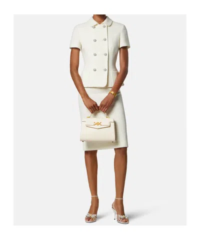 Versace Medusa '95 Embellished Leather Tote In White