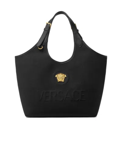 Versace La Medusa Tote Bag In Black