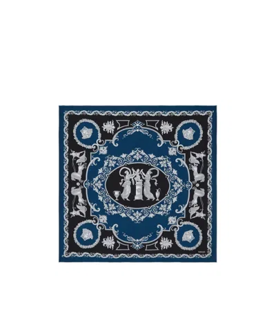 Versace Geometric All Over Motif Scarf In Blue