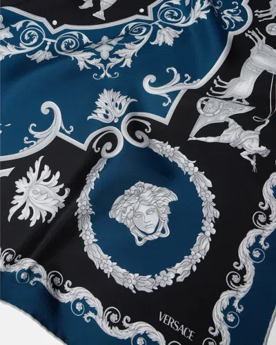 Versace Geometric All Over Motif Scarf In Blue
