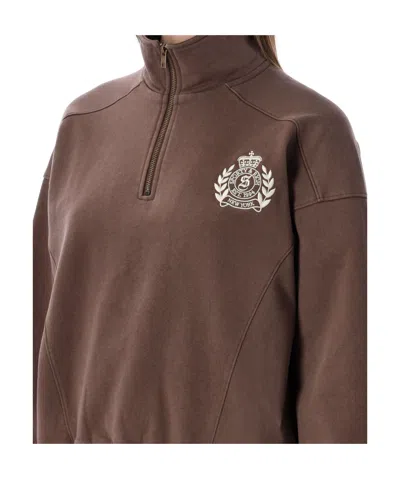 Sporty And Rich Zipper Sweatshirt In Brown