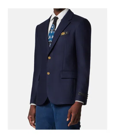 Versace Single-breasted Tailored Blazer In Blue