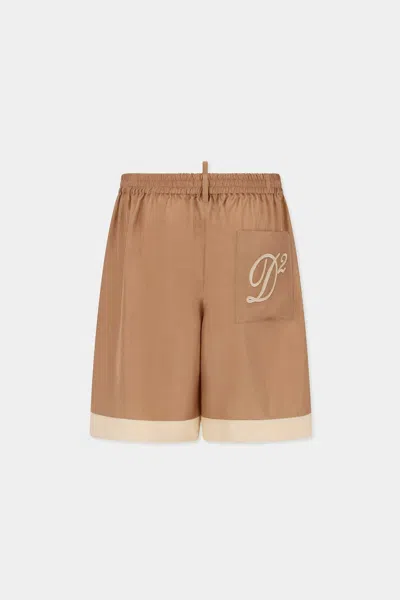 Dsquared2 Logo-patch Logo Shorts In Brown