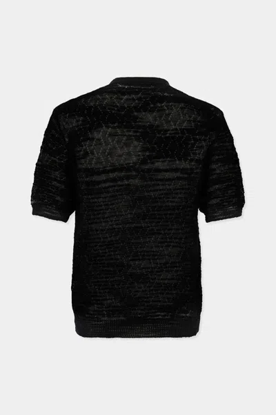 Dsquared2 Open Work Knitted T-shirt In Black