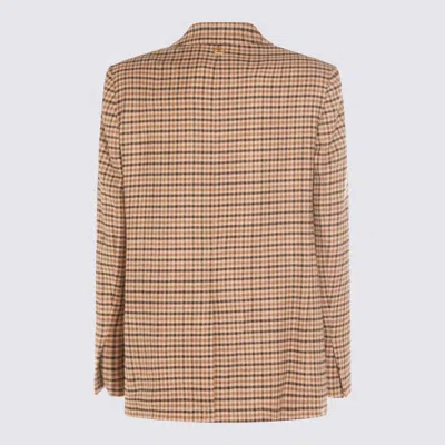 Twinset Checked Blazer With Front Pockets And Long Sleeves In Brown