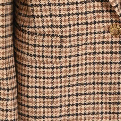 Twinset Checked Blazer With Front Pockets And Long Sleeves In Brown