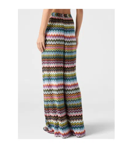 Missoni Beach Cover-up Pants In Lameviscose With Pixel-effect Zigzag Pattern In Multi