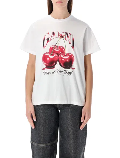 Ganni White Cherry Graphic T-shirt