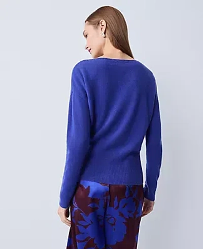 Ann Taylor Cashmere Off-the-shoulder Sweater In Blue