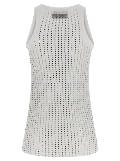 Attico Strass Tank Top In White