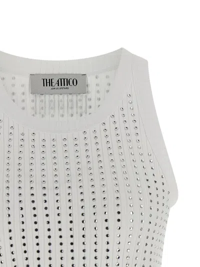 Attico Strass Tank Top In White