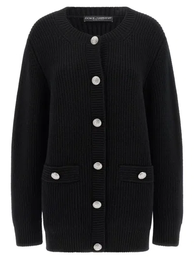 Dolce & Gabbana Jewel Buttons Cardigan In Black