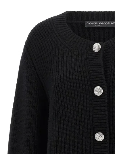 Dolce & Gabbana Jewel Buttons Cardigan In Black
