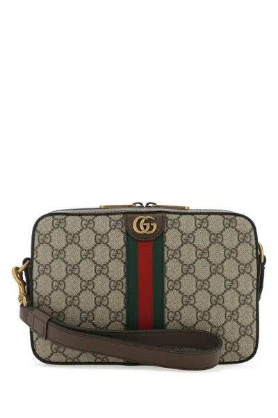 Gucci Men Ophidia Gg Supreme Fabric And Leather Crossbody Bag In Multi
