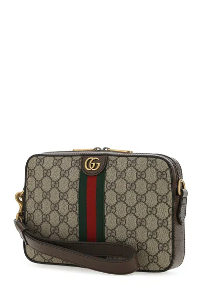 Gucci Men Ophidia Gg Supreme Fabric And Leather Crossbody Bag In Multi
