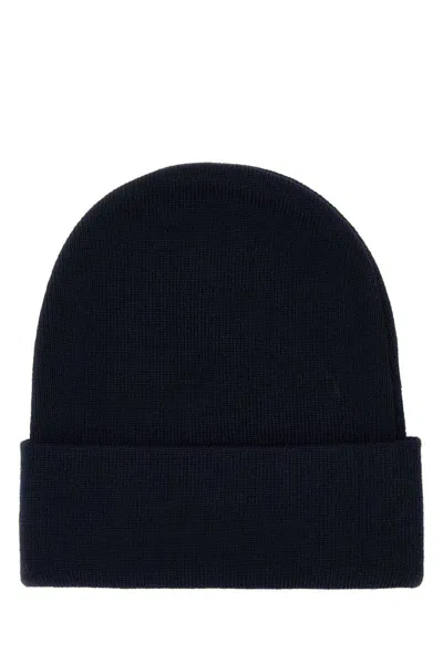 Gucci Dark Blue Wool Beanie Hat In Black