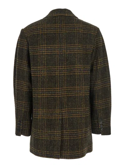 Isabel Marant Étoile 'gesina' Green Single-breasted Jacket With Notched Revers And All-over Check Motif In Wool Woman In Green