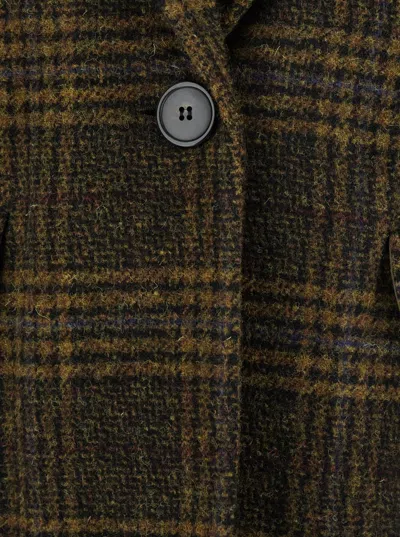 Isabel Marant Étoile 'gesina' Green Single-breasted Jacket With Notched Revers And All-over Check Motif In Wool Woman In Green