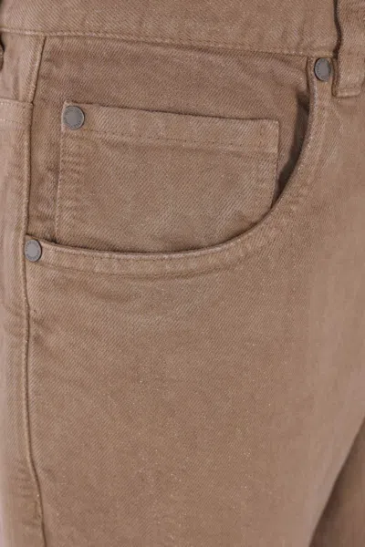 Brunello Cucinelli Logo-patch Jeans In Brown