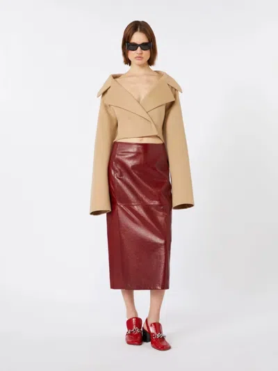 Sportmax Max Mara  Spxcomma Leather Skirt Bordeaux In Brown
