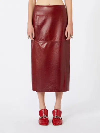 Sportmax Max Mara  Spxcomma Leather Skirt Bordeaux In Brown