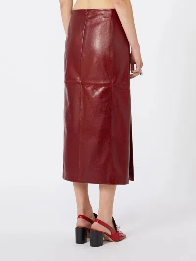 Sportmax Max Mara  Spxcomma Leather Skirt Bordeaux In Brown