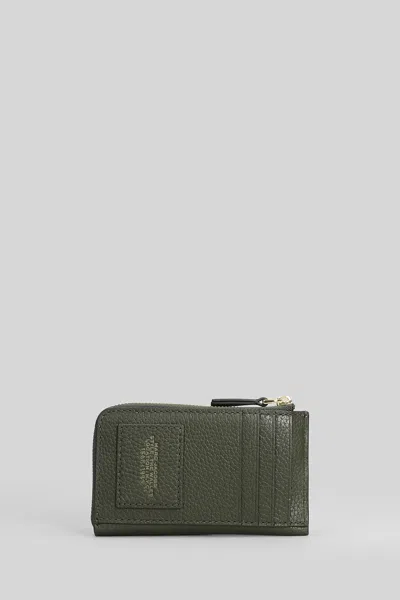 Marc Jacobs The Top Zip Multi Wallet In Green Leather In Green