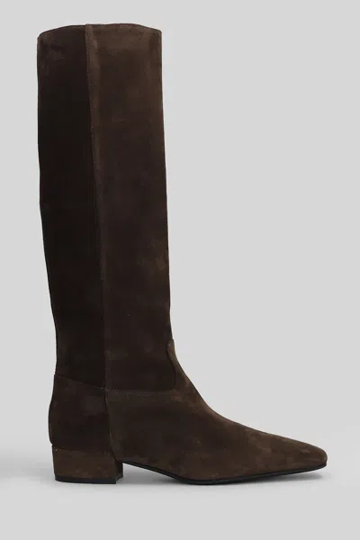 Fabio Rusconi Low Heels Boots In Taupe Suede In Brown