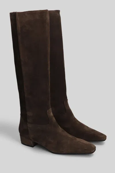 Fabio Rusconi Low Heels Boots In Taupe Suede In Brown